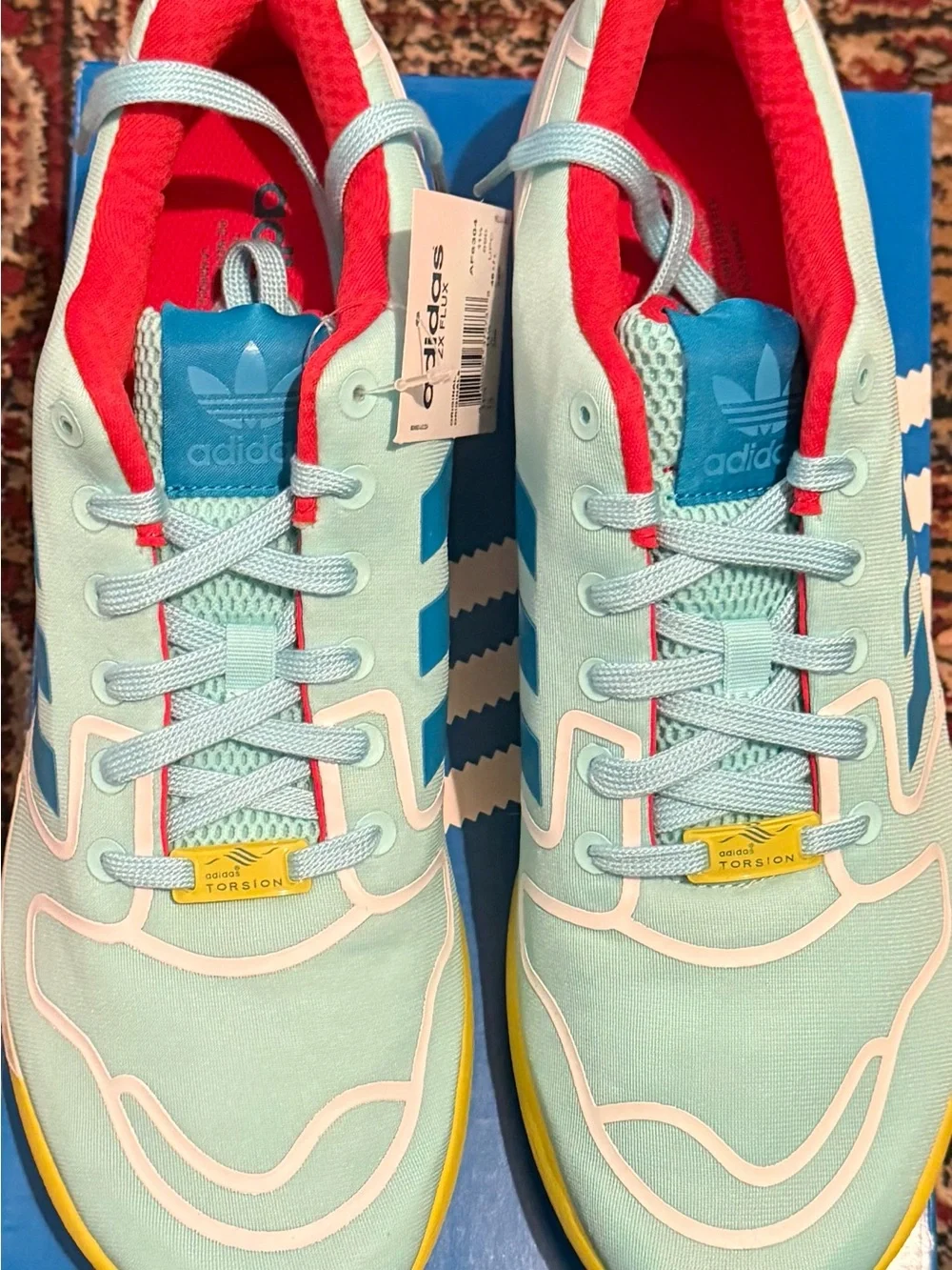 adidas ZX Flux Blue - Aqua, Yellow & Blue Athletic Sneakers